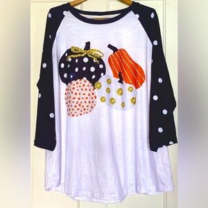 NWT Women’s 2x Pixie Lady pumpkin Thanksgiving holiday top.